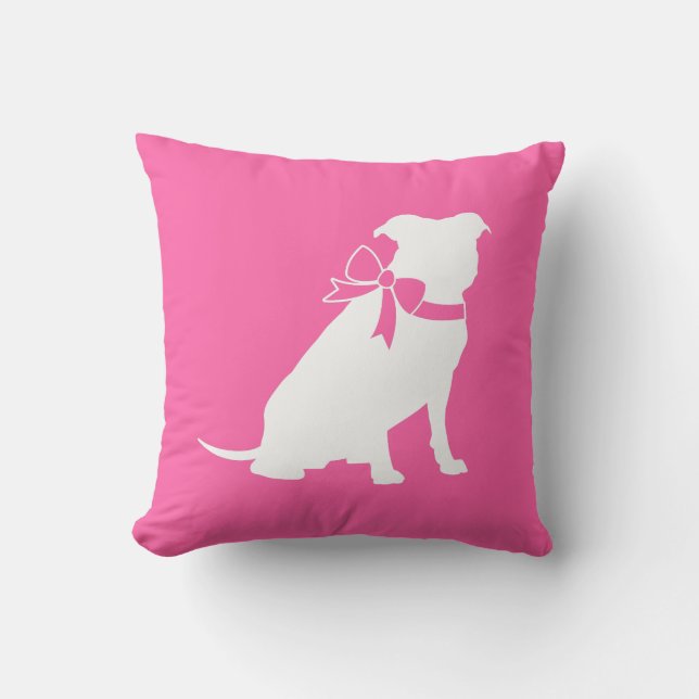 Coussin Baby shower de chien taureau rose (Recto)