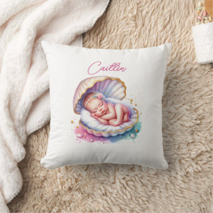 Coussin Baby shower de fille côtière personnalisée