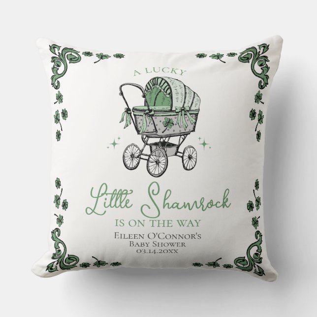 Coussin Baby Shower du Petit Trèfle Chanceux (Recto)