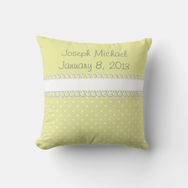 Coussin Baby shower en jaune (Recto)