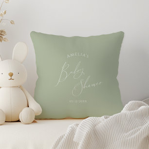 Coussin Baby Shower Fantaisiste Vert Sauge