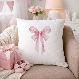 Coussin Baby Shower Fille Ruban Rose Tendre