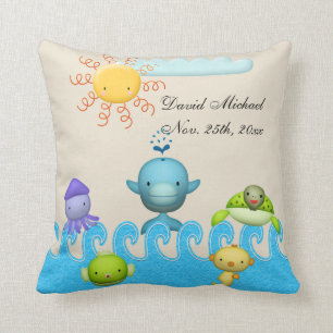 Coussin Baby shower mignon d'animaux de mer