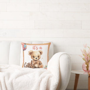 Coussin Baby shower Ours rose Boho