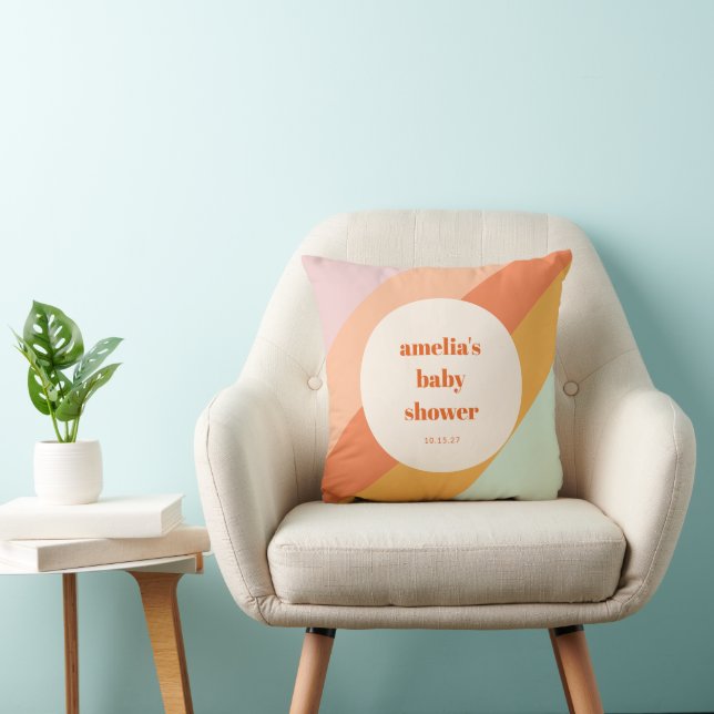 Coussin Baby shower personnalisé Retro Mint Orange Boho St (Chaise)