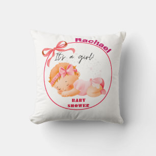 Coussin Baby shower rose, Baby Girl Douche