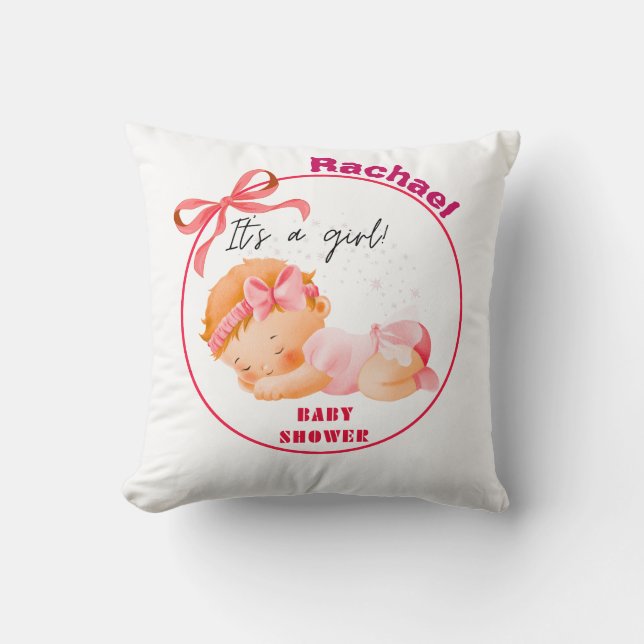 Coussin Baby shower rose, Baby Girl Douche (Recto)
