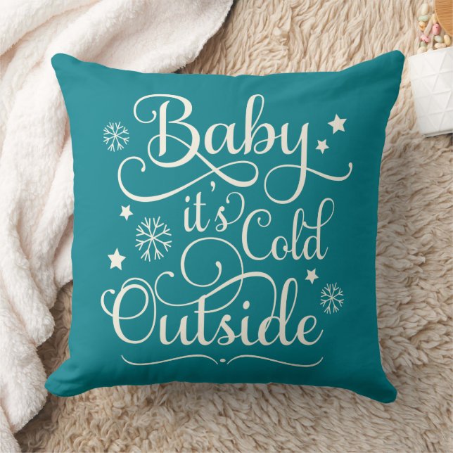 Coussin Baby Son Froid Extérieur Turquoise Script Holiday (Couverture)