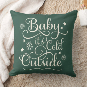 Coussin Baby Son Froid Hors Chasseur Green Script Holiday
