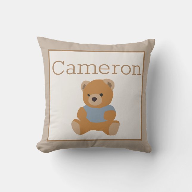 Coussin Baby Toddler Nursery Room Teddy Bear et nom (Recto)