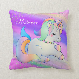Coussin Baby Unicorn Silver Stars Rainbow