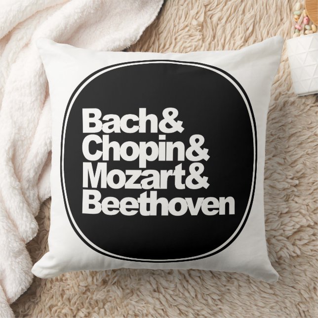 Coussin Bach et Chopin et Mozart et Beethoven (Couverture)