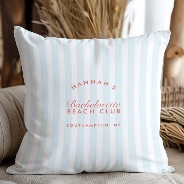 Coussin Bachelorette moderne Vintage Bleu (Retro Modern Vintage Blue Bachelorette Throw Pillow)