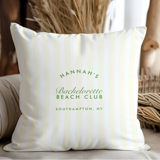 Coussin Bachelorette moderne Vintage verte et jaune (Retro Modern Vintage Green & Yellow Bachelorette Throw Pillow)