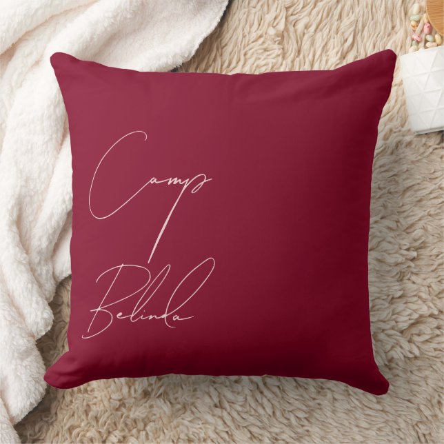 Coussin Bachelorette personnalisée Burgundy et Blush Camp  (Couverture)