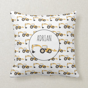 Coussin Backhotte de construction Camion Nom personnalisé