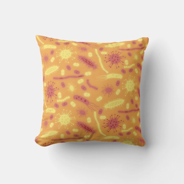 Coussin Bactérie lumineuse Microorganisme orange (Recto)