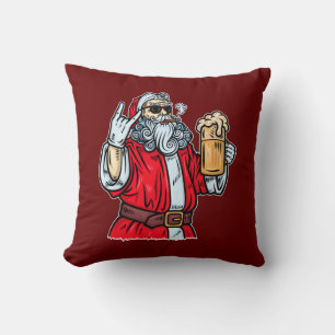 Coussin Bad Père Noël, Rock, Bière et Cigar