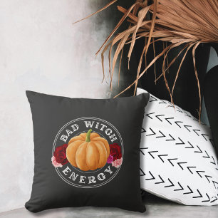 Coussin Bad Witch Energy - Halloween citrouille amusant