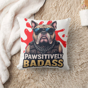 Coussin Badass de pudeur Bulldog Amusant Cool Décor intéri