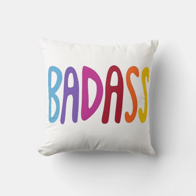Coussin BADASS Lettrage Amusant Coloré  (Recto)