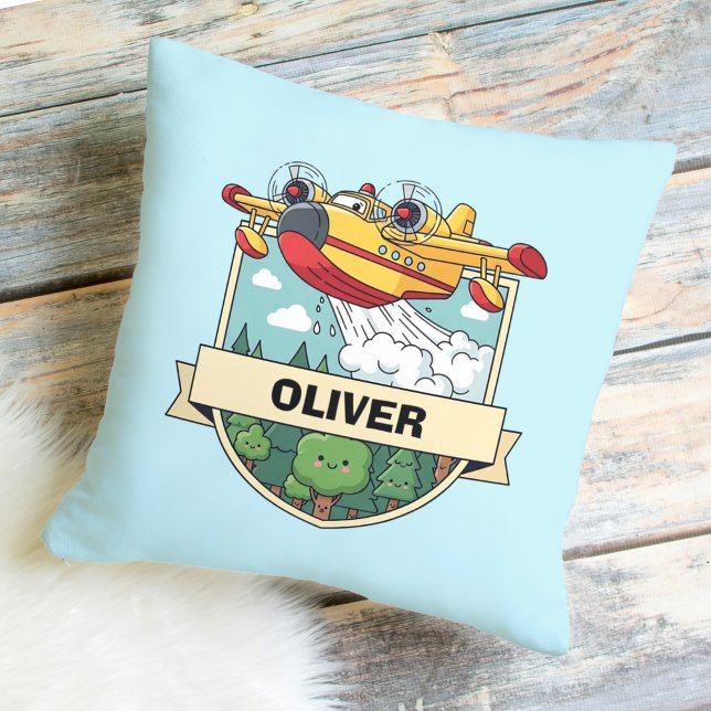 Coussin Badge d'avion de lutte contre l'incendie mignon (Créateur téléchargé)