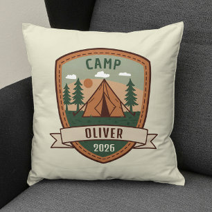 Coussin Badge de camping vintage personnalisé