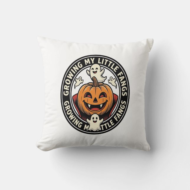 Coussin Badge de citrouille de vampire faisant pousser mes (Recto)