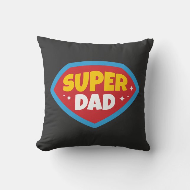 Coussin Badge de Super Papa Rétro (Recto)