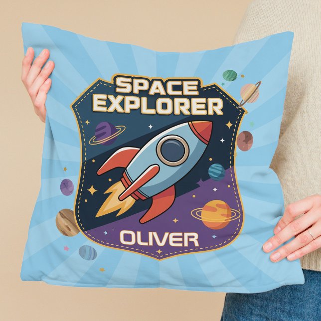Coussin Badge d'explorateur spatial mignon (Créateur téléchargé)