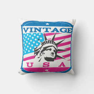 Coussin Badge Rétro USA Vintage