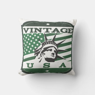 Coussin Badge Rétro USA Vintage