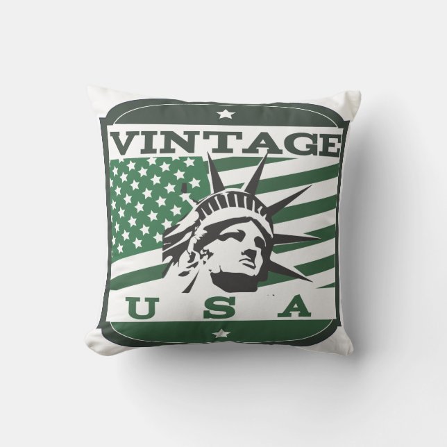 Coussin Badge Rétro USA Vintage (Recto)