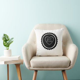 Coussin Badge Rêves Doux Cœur Minimaliste Monochrome