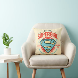 Coussin Badge Vintage du logo original Supergirl