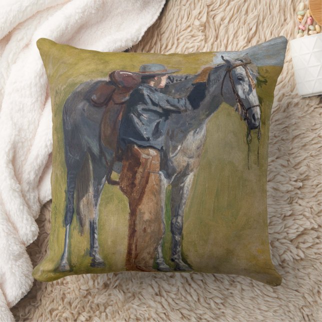 Coussin Badlands américains : Vieux West Cowboy avec cheva (Couverture)