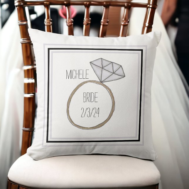 Coussin Bague de date de mariage moderne personnalisée (Créateur téléchargé)