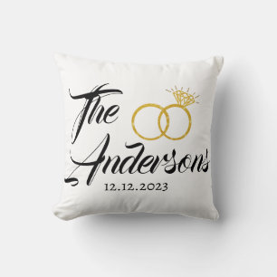 Coussin Bague personnalisée pour couple de mariés avec nom