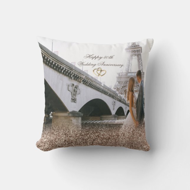 Coussin Bagues Pailletées en Or Rose Photo (Recto)