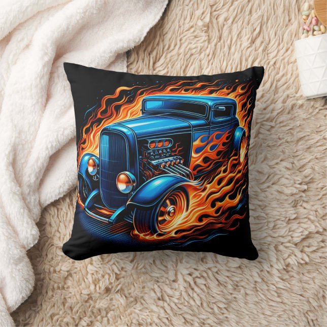 Coussin Baguette chaude classique faisant flammes la nuit (Couverture)