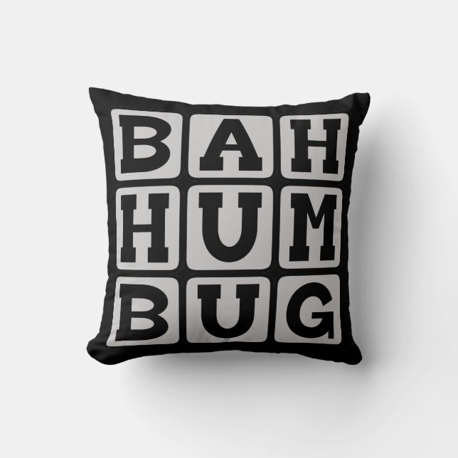Coussin Bah Humbug, Sentiment anti-Noël (Recto)