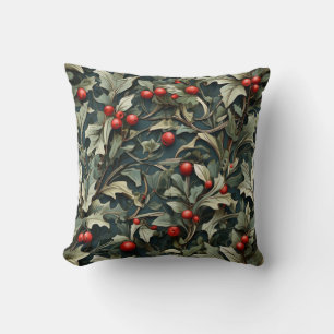 Coussin Baie botanique de houx anglais vintage