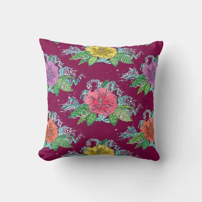 Coussin baie de surf hibiscus (Recto)