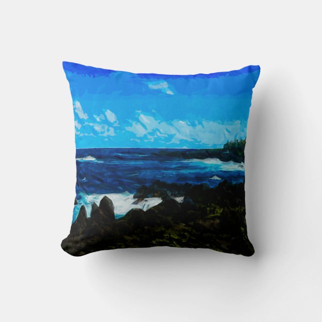 Coussin Baie sur la route vers Hana Maui Abstrait (Recto)