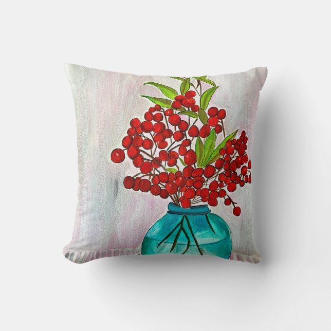 Coussin Baies d'eau Red Christmas Berries (Recto)