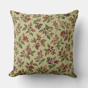 Coussin Baies et feuilles d'automne vintage Cottagecore