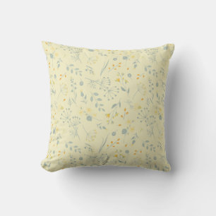 Coussin Baies Fleurs sauvages Pastel Gray Jaune