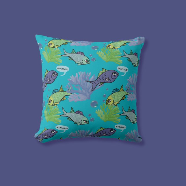 Coussin Baignade du matin Poisson Coral Reef Motif (Créateur téléchargé)