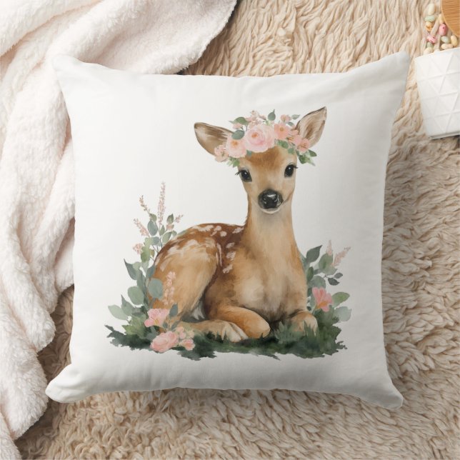 Coussin Baignée de bébé aquarelle Fawn d'été (Couverture)