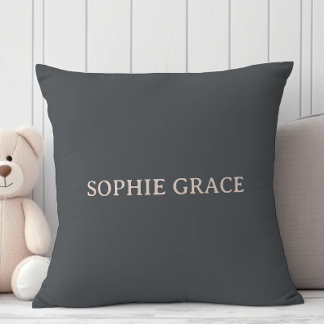 Coussin Bain de bébé typographie boho gris rose